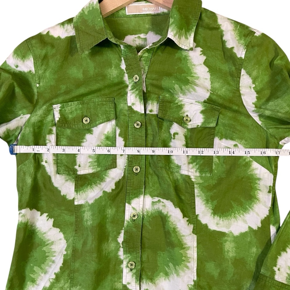 Michael Kors Green Tie Dye Button Down Shirt Lightweight Casual Resort Top S * - Picture 8 of 11
